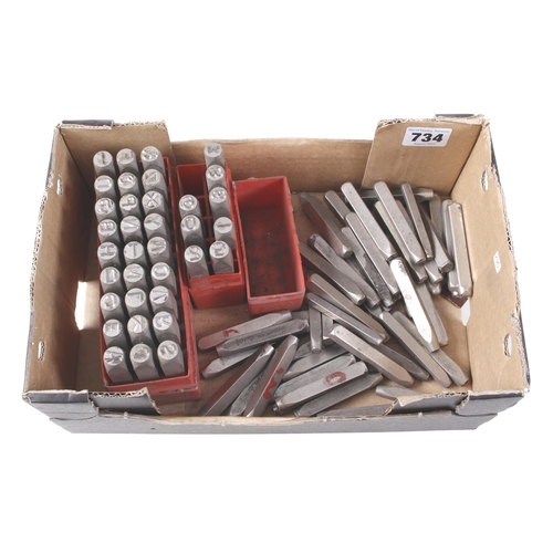 734 - Complete set of 8mm letter punches plus others G