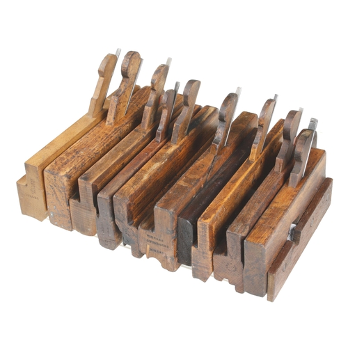 743 - Nine moulding planes and 5 other beech planes G