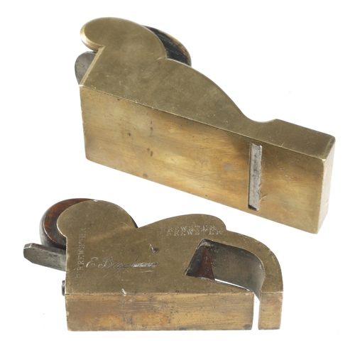 763 - A brass bullnose plane with mahogany wedge and a brass chariot plane with ebonised wedge G