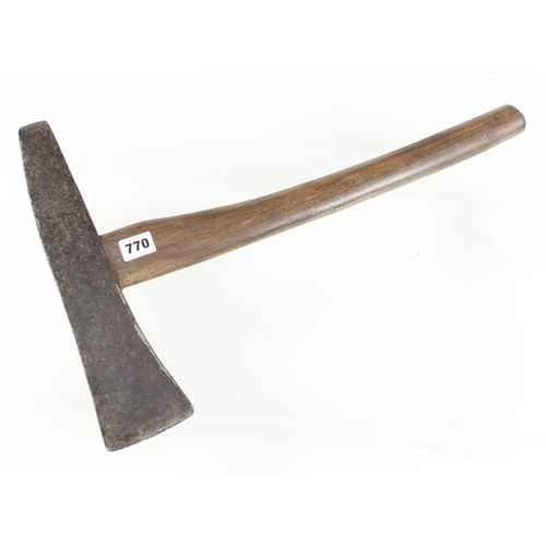 770 - A French stonemason's axe with 1 1/4