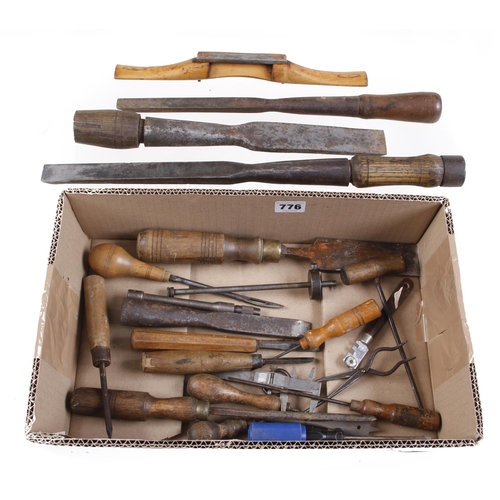 776 - Four heavy chisels and other tools G