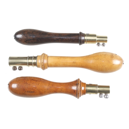 812 - Three padsaw handles in boxwood or rosewood G++