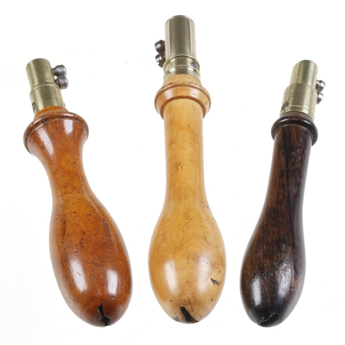 812 - Three padsaw handles in boxwood or rosewood G++