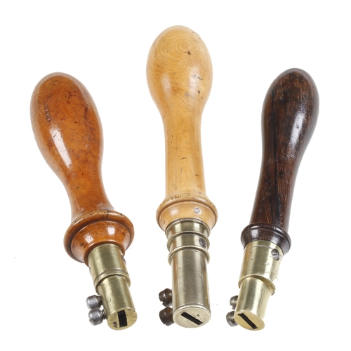 812 - Three padsaw handles in boxwood or rosewood G++