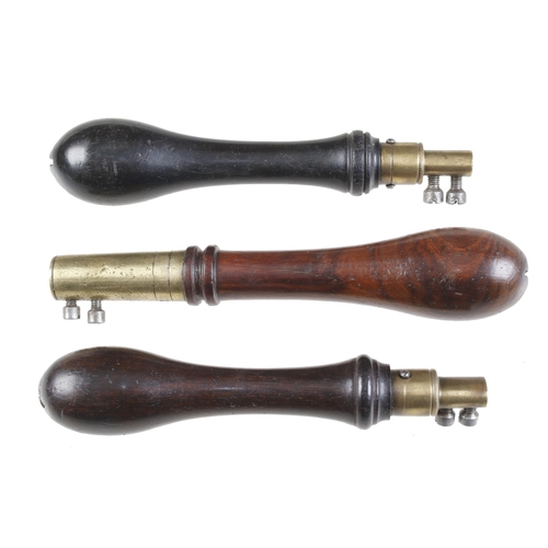 813 - Three padsaw handles in rosewood and ebony G+