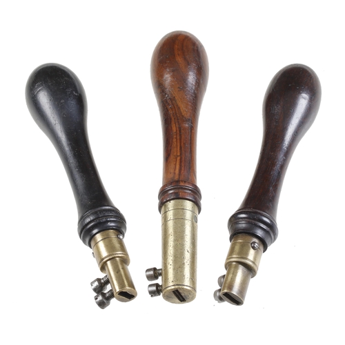 813 - Three padsaw handles in rosewood and ebony G+