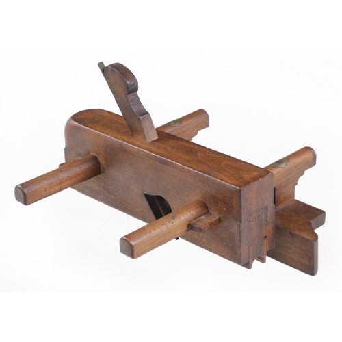 825 - An unusual double boxed centre bead moulding plane by HEWETT London with fence G+