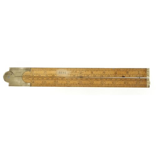 901 - A 2' two fold boxwood and brass slide rule by RABONE with Girt Line etc also stamped Sam Cookson, He... 