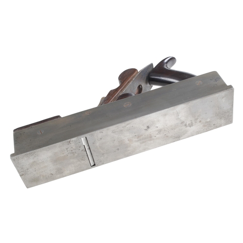 906 - An unusual, super quality, iron panel plane with squared extending toe and heel, figured and shaped ... 