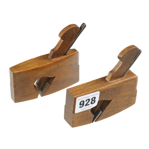 928 - A pair of little used miniature beech flat and compassed planes 3 1/2