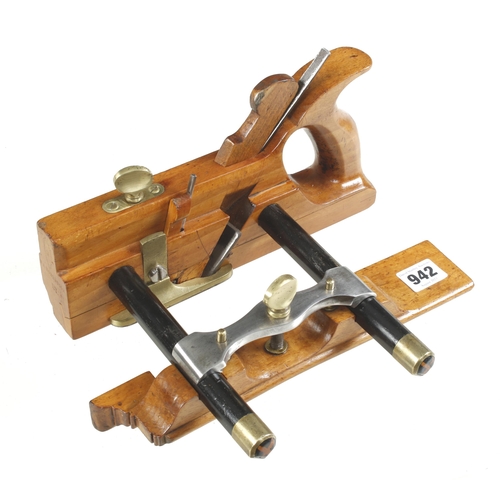 942 - A rare MATHIESON No 13 handled bridle sash fillister with ebony stems and boxwood end stem wedges G+... 