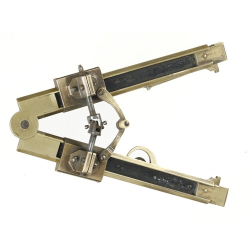 99 - An unusual brass caliper marked RHODES'S Patent No 22 with folding ends and fine adjustment, appears... 