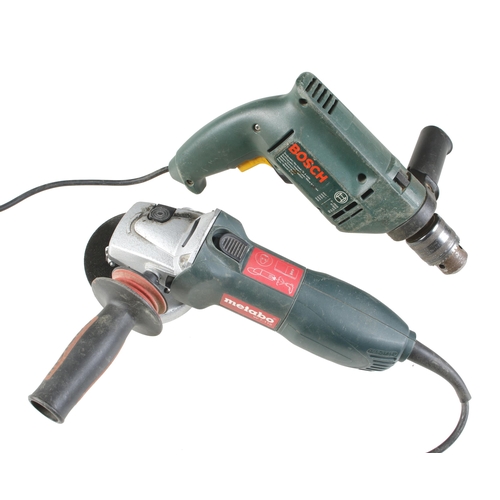 117 - A METABO angle grinder and a BOSCH hammer drill 240v Pat tested