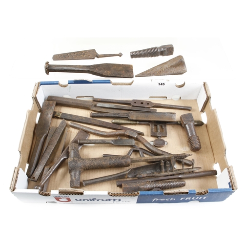 145 - Quantity of heavy chisels, log splitters etc G