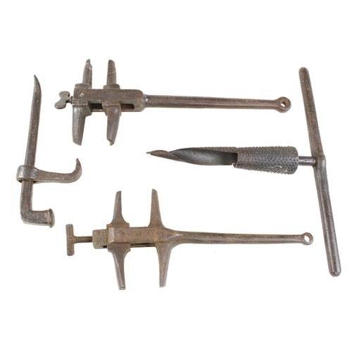 152 - Two large adjustable wrenches and a bung rasp G