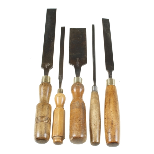 186 - Five patternmaker's chisels G+