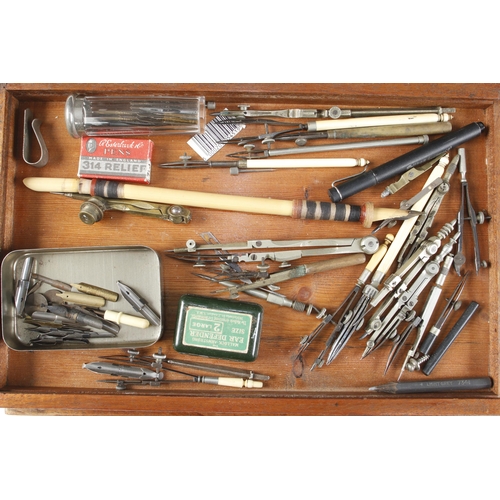 196 - Quantity of drawing and writing pens and instruments in mahogany box G