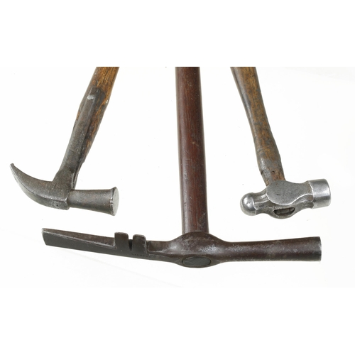 230 - An upholsterer's hammer by W. & C. WYNN ant two other hammers G+