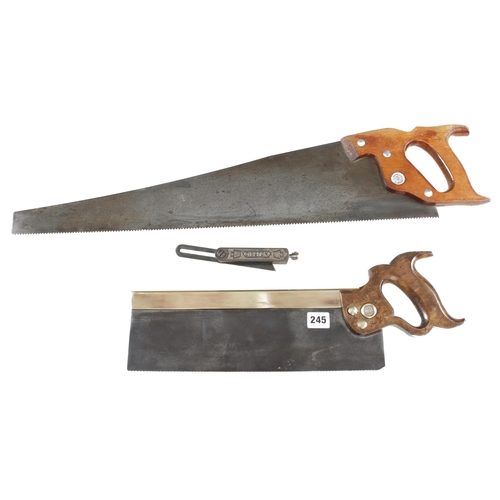 245 - A b/b tenon saw, a 7 TPI hand saw and a bevel all by DISSTON G+