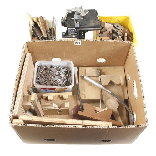 297 - A kit of planemaker's miniature tools incl. jigs and patterns, 70 partially completed miniature plan... 