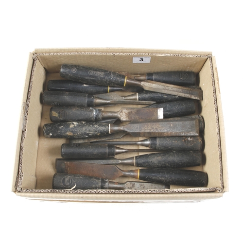 3 - 14 bevel edge chisels by STANLEY with composite handles G