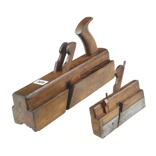 305 - A handled stick & rebate plane by TRENHAM (one wedge replaced) and a shouldering plane by MALLOCH G