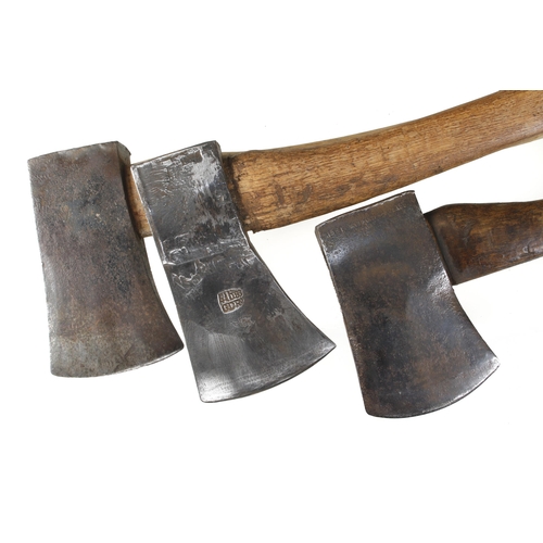 315 - Two felling axes by S & J and PLUMB and another unnamed G