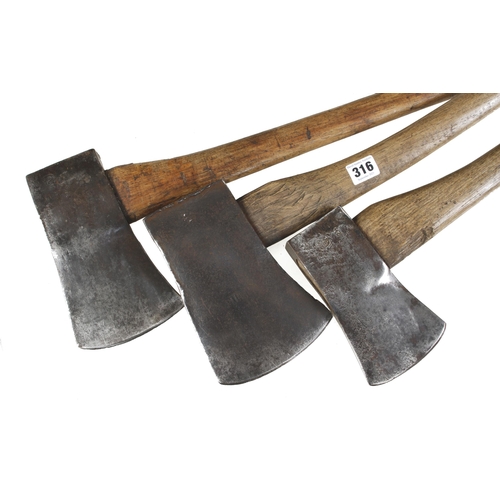 316 - Three felling axes G