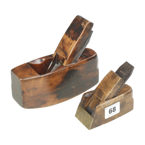 68 - A bullnose plane by GLEAVE with brass toe and a beech compass plane G+