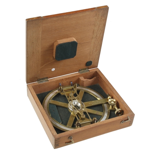 852 - A circular brass protractor by STANLEY London with folding pins and rack and pinion adjustment in fi... 