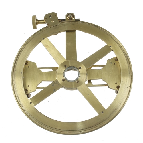 852 - A circular brass protractor by STANLEY London with folding pins and rack and pinion adjustment in fi... 