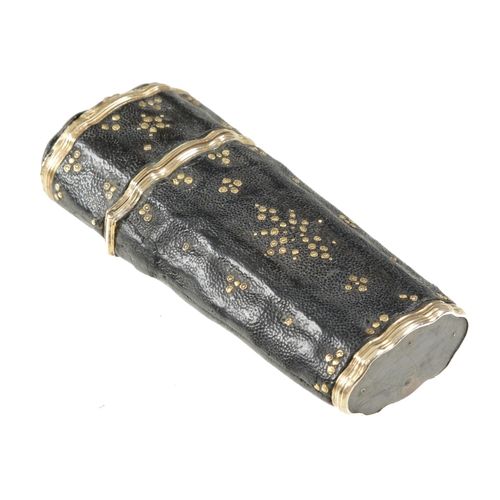 859 - A prob. 19c ladies etui or necessaire in pretty shagreen case with gilded decoration, appears to be ... 