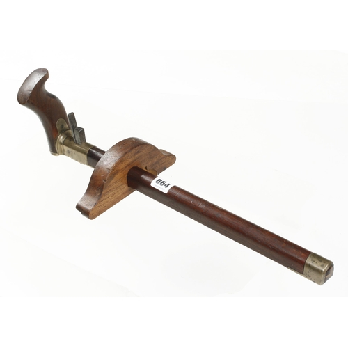 864 - A fine quality handled mahogany panel gauge with elaborate brass fittings with owners mark Charles M... 