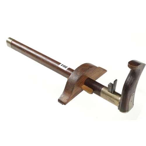 864 - A fine quality handled mahogany panel gauge with elaborate brass fittings with owners mark Charles M... 