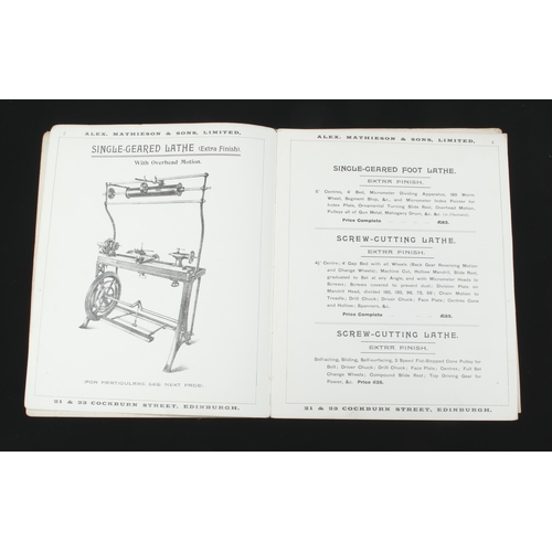 904 - Alex. Mathieson & Sons; Lathe List for the Single-Geared Lathe with illustrations of extras incl. go... 