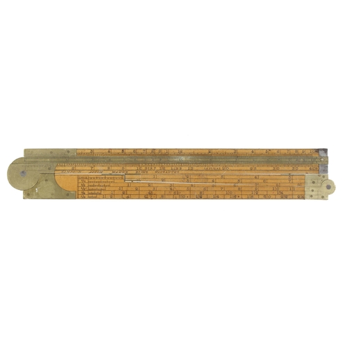 911 - A 2' three fold boxwood and brass carpenter's slide rule by SAMPSON Aston Birmingham G++