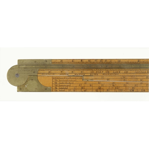 911 - A 2' three fold boxwood and brass carpenter's slide rule by SAMPSON Aston Birmingham G++