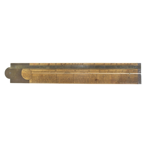 913 - A 2' two fold boxwood and brass cotton spinner's slide rule by THOMAS BRADBURN Maker Birm. designed ... 