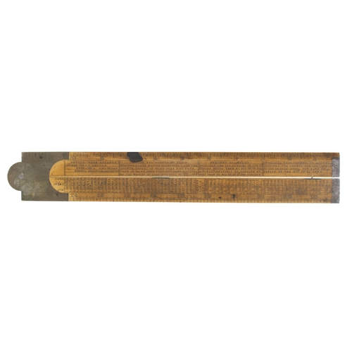 913 - A 2' two fold boxwood and brass cotton spinner's slide rule by THOMAS BRADBURN Maker Birm. designed ... 