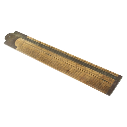 913 - A 2' two fold boxwood and brass cotton spinner's slide rule by THOMAS BRADBURN Maker Birm. designed ... 