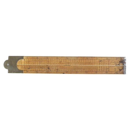 915 - A 2' two fold boxwood engineer's rule with brass slide Improved, Arranged and Manufactured by JAMES ... 