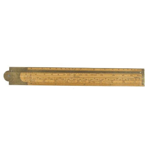 924 - A little used fully brass bound boxwood slide rule by SMALLWOOD with Girt Line etc F