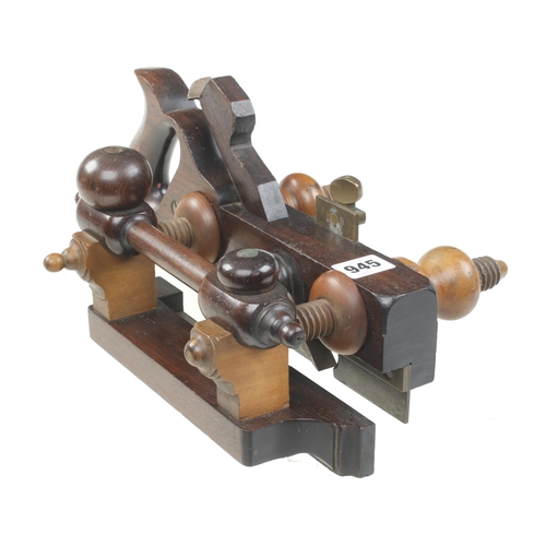 945 - An elaborate and most unusual handled rosewood screwstem plough plane with boxwood stems and nuts an... 