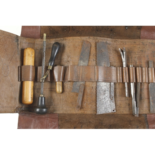 957 - A HOLTZAPFFEL leather tool roll containing 20 tools mostly named, some rust to the minor tools, ex R... 