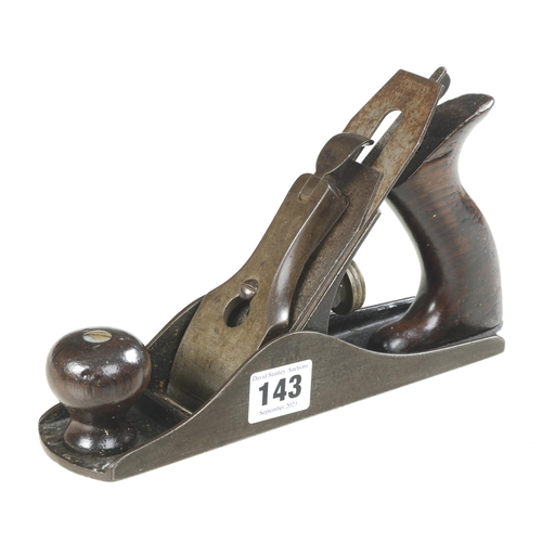 143 - An early STANLEY No 3 low knob with pre adjustable frog and English iron G