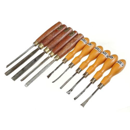 142 - Six small carving tools by SORBY and 5 others by ASHLEY ILES G