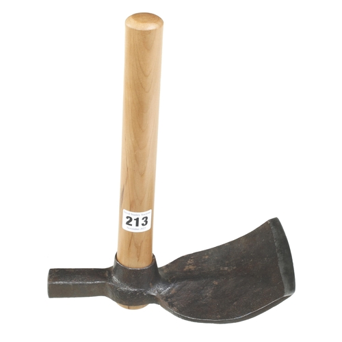 213 - A refurbished French carpenter's hand adze with cherrywood handle and 5