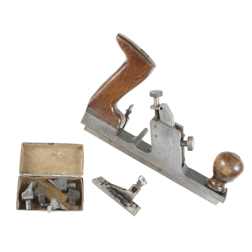 217 - An unusual craftsman made rebate plane with various cutters marked Hamilton 1938 G+