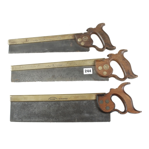 244 - Three b/b tenon saws by SORBY, TYZACK and SANDERSON & DRABBLE G