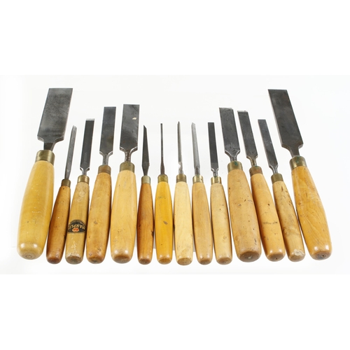 273 - A set of 14 chisels by MARPLES with boxwood handles G+